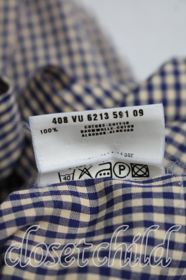 画像5: ANGLOMANIA 中古 / ギンガムチェック短剣ptシャツ 48（L相当） 紺  H-26-02-22-019-bl-OD-ZH (5)