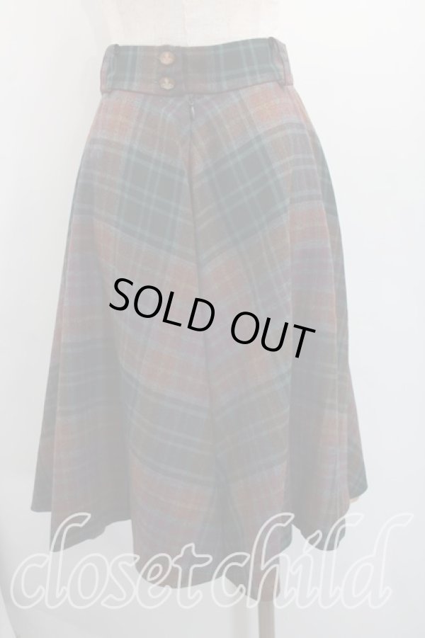 画像2: ヴィヴィアンウエストウッド 中古 / タータンチェックフレアスカート 40（9号相当） 茶ｘ緑  H-26-02-22-022-sk-OD-ZH (2)