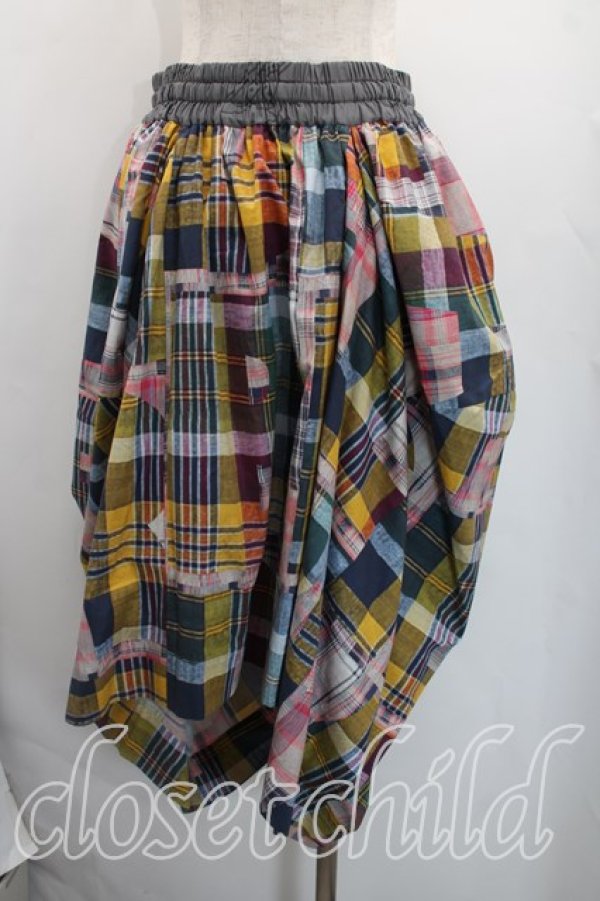 画像2: ヴィヴィアンウエストウッド 中古 / タータンチェックイレギュラースカート 00（ワンサイズ） 黄色ｘ紺  H-26-02-22-029-sk-OD-ZH (2)