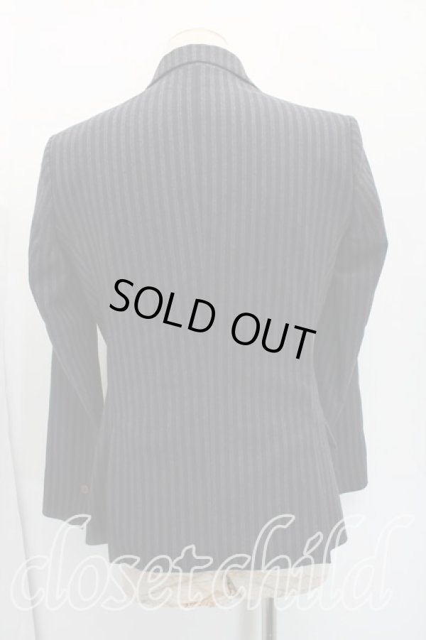 画像2: ヴィヴィアンウエストウッド MAN 中古 / ストライプダブルジャケット 44（メンズS相当） 黒ｘ灰  H-26-02-22-001-jc-OD-ZH (2)