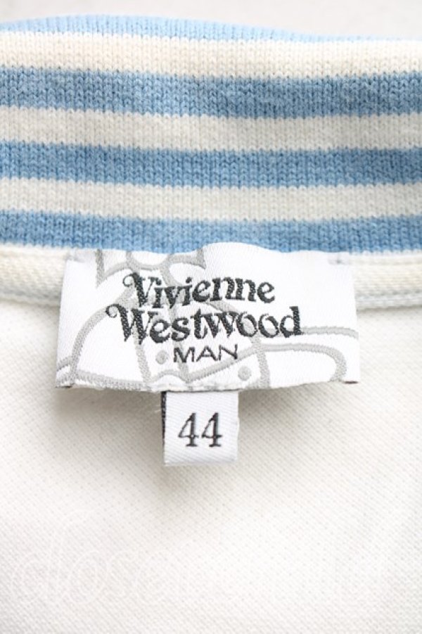 画像3: ヴィヴィアンウエストウッド MAN 中古 / アシンメトリックポロ 44（メンズS相当） 白ｘ青  H-26-02-22-039-to-OD-ZH (3)