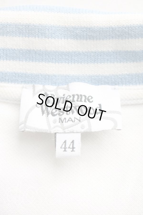 画像3: ヴィヴィアンウエストウッド MAN 中古 / アシンメトリックポロ 44（メンズS相当） 白ｘ青  H-26-02-22-039-to-OD-ZH (3)