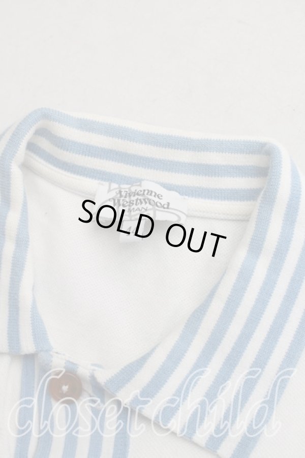 画像5: ヴィヴィアンウエストウッド MAN 中古 / アシンメトリックポロ 44（メンズS相当） 白ｘ青  H-26-02-22-039-to-OD-ZH (5)