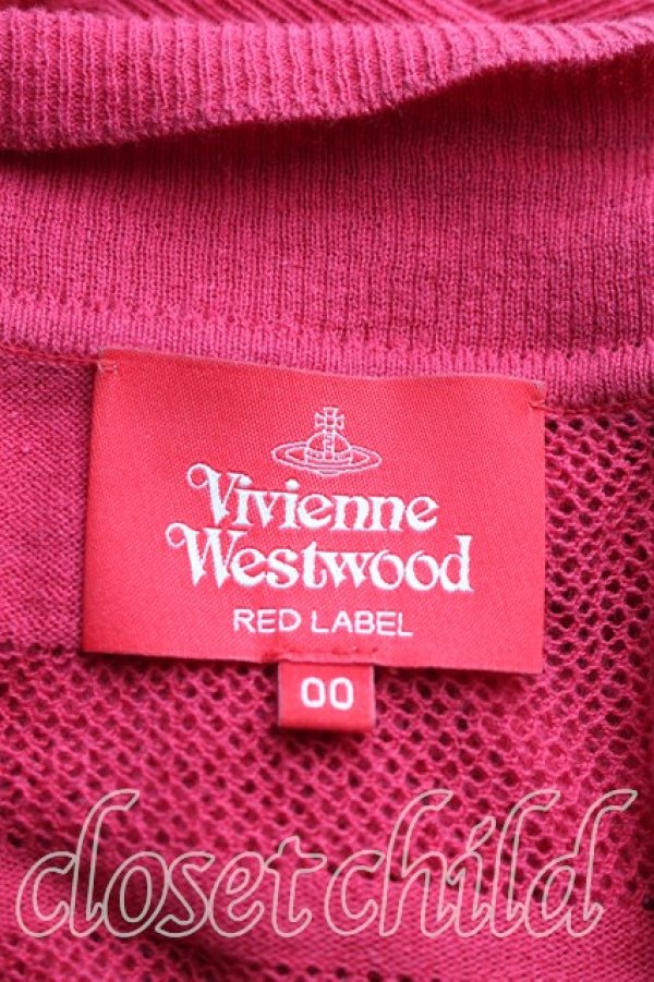 画像3: ヴィヴィアンウエストウッド 中古 / 綿麻ロゴメッシュニットスクエアカーディガン 00 レッド  H-26-02-22-043-to-IG-ZH (3)