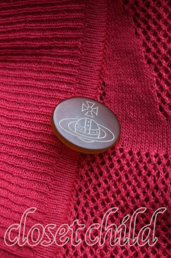 画像6: ヴィヴィアンウエストウッド 中古 / 綿麻ロゴメッシュニットスクエアカーディガン 00 レッド  H-26-02-22-043-to-IG-ZH (6)