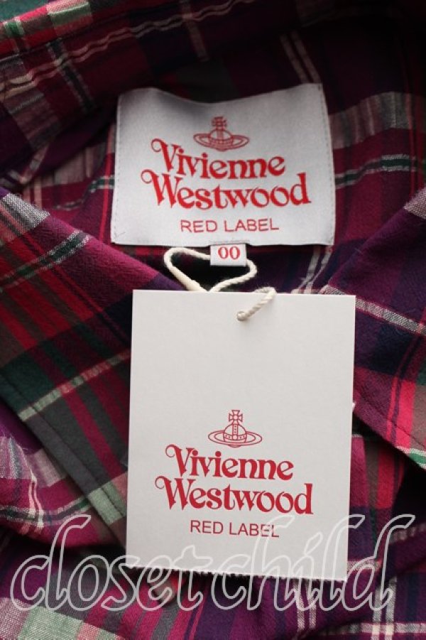 画像3: ヴィヴィアンウエストウッド 中古 / タータンチェックシャツワンピース 00（ワンサイズ） 紫ｘ緑  H-26-02-22-005-op-OD-ZH (3)