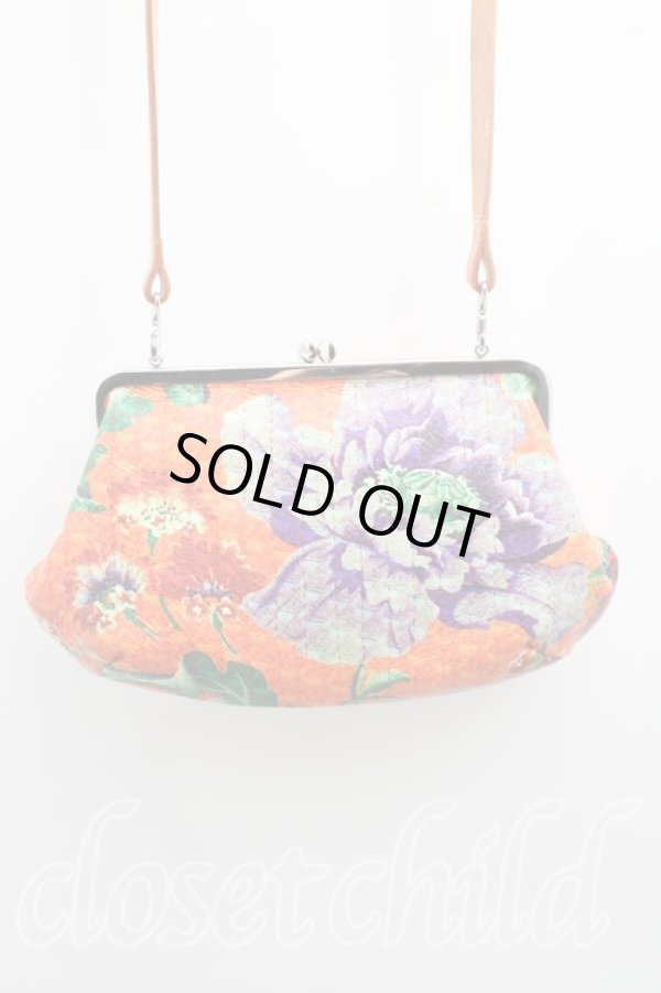 画像2: ヴィヴィアンウエストウッド 中古 / RUSSIAN TEXTILES FLORALガマ口バッグ  オレンジ  H-26-02-22-053-ba-OD-ZH (2)