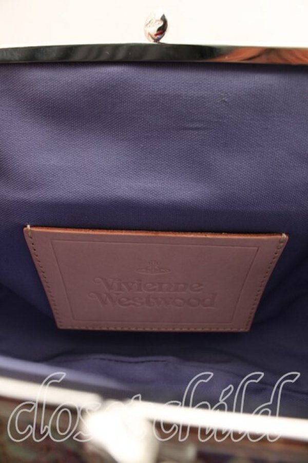 画像4: ヴィヴィアンウエストウッド 中古 / RUSSIAN TEXTILES FLORALガマ口バッグ  オレンジ  H-26-02-22-053-ba-OD-ZH (4)