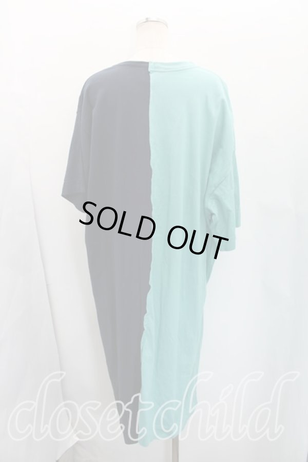 画像2: ヴィヴィアンウエストウッド 中古 / 2トンカラーカットソーワンピ 00（ワンサイズ） 紺ｘ緑  H-26-02-22-006-op-OD-ZH (2)