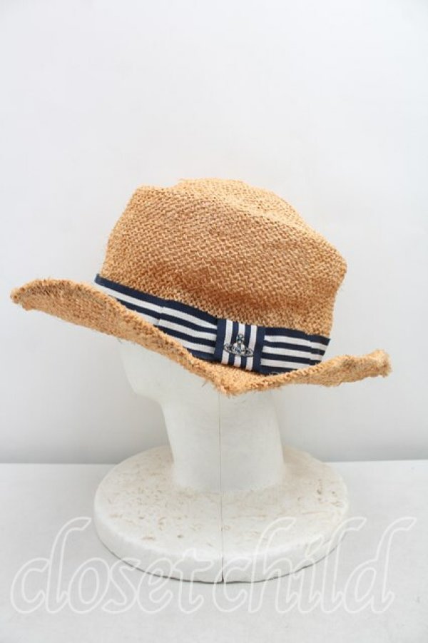 画像2: ヴィヴィアンウエストウッド MAN 中古 / ダメージストローハット  ナチュラル  H-26-02-22-067-ha-OD-ZH (2)