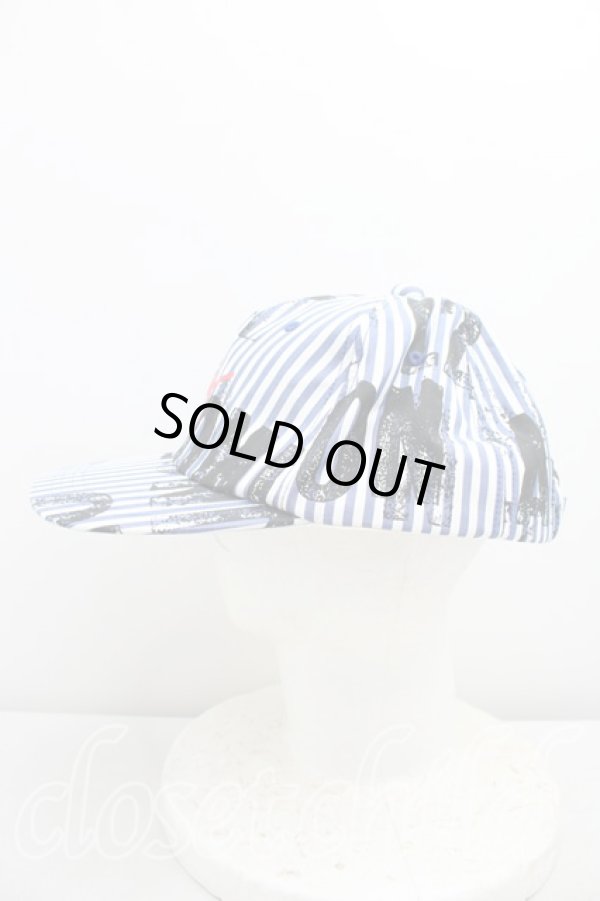 画像2: ヴィヴィアンウエストウッド 中古 / ストライプRED KABELSTAMPプリントキャップ  青  H-26-02-22-070-ha-OD-ZH (2)