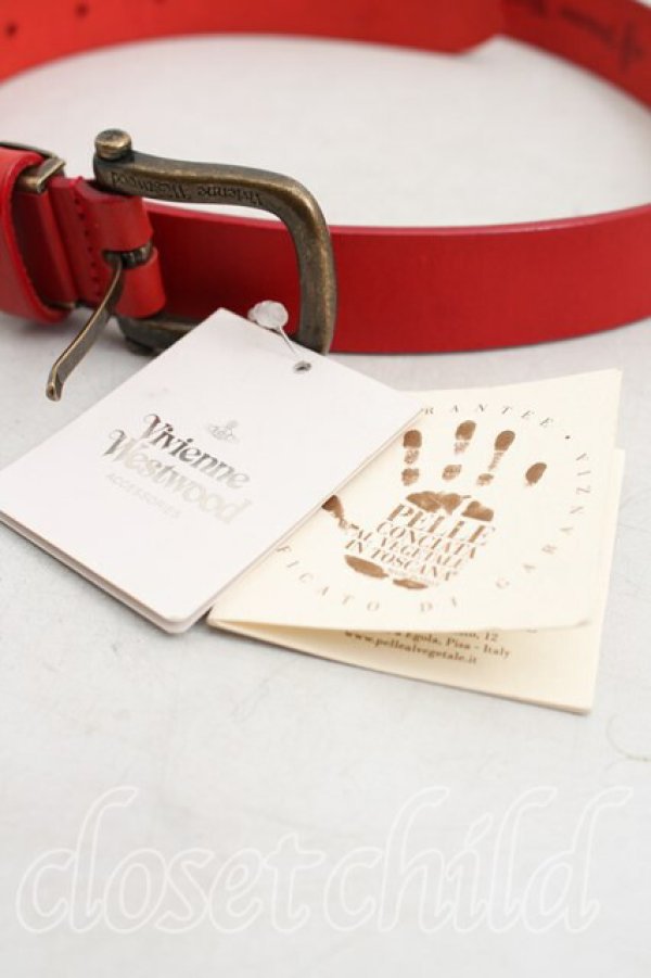 画像4: ヴィヴィアンウエストウッド 中古 / レザーベルト  赤  H-26-02-22-086-gd-OD-ZH (4)