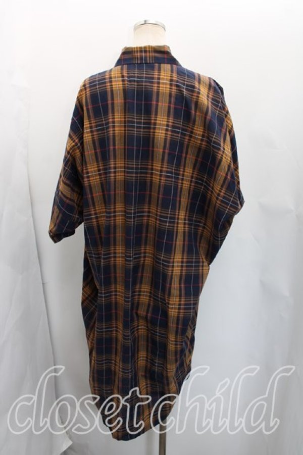 画像2: ANGLOMANIA 中古 / タータンチェックシャツワンピース 38（M相当） 茶  H-26-02-22-011-op-OD-ZH (2)