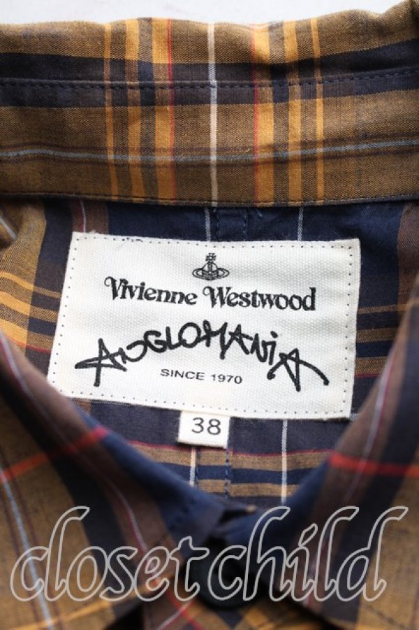 画像3: ANGLOMANIA 中古 / タータンチェックシャツワンピース 38（M相当） 茶  H-26-02-22-011-op-OD-ZH (3)