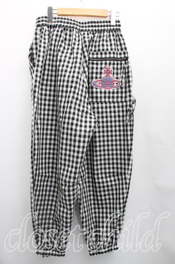 画像2: ヴィヴィアンウエストウッド 中古 / フェルトオーブギンガムチェックパンツ 00（ワンサイズ） 黒  H-26-02-22-017-pa-OD-ZH (2)