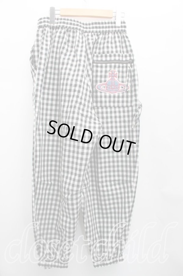 画像2: ヴィヴィアンウエストウッド 中古 / フェルトオーブギンガムチェックパンツ 00（ワンサイズ） 黒  H-26-02-22-017-pa-OD-ZH (2)