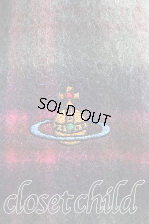 画像2: ヴィヴィアンウエストウッド 中古 / タータンチェックマフラー  カーキ  H-26-03-01-037-gd-OD-ZH (2)