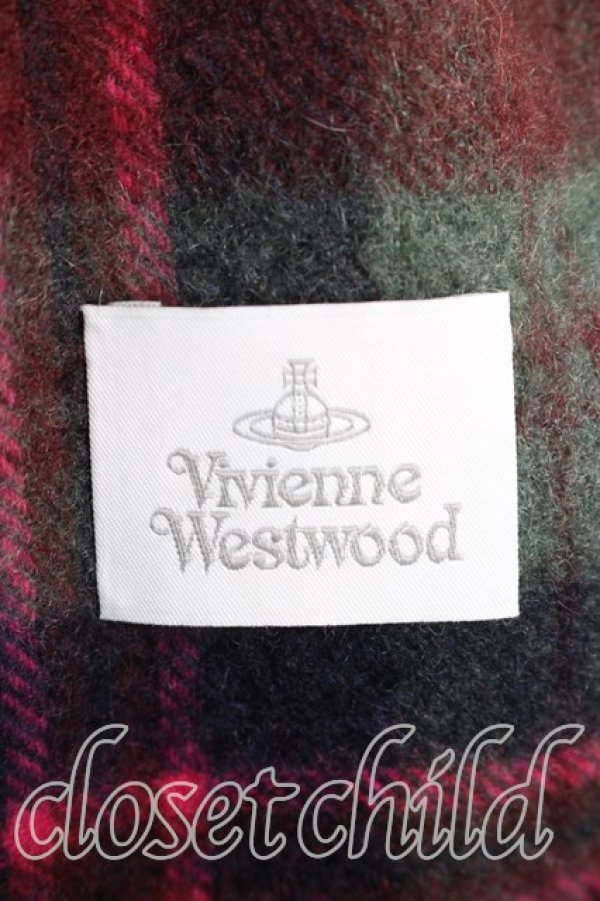 画像3: ヴィヴィアンウエストウッド 中古 / タータンチェックマフラー  カーキ  H-26-03-01-037-gd-OD-ZH (3)