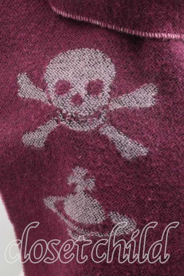 画像2: ヴィヴィアンウエストウッド 中古 / スカル刺繍マフラー  紫  H-26-03-01-038-gd-OD-ZH (2)