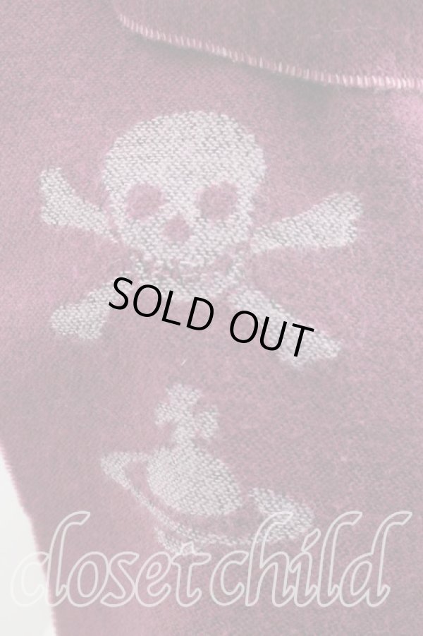 画像2: ヴィヴィアンウエストウッド 中古 / スカル刺繍マフラー  紫  H-26-03-01-038-gd-OD-ZH (2)