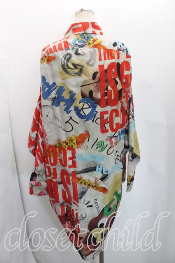 画像2: ヴィヴィアンウエストウッド 中古 / THE BIG ONEプリントシャツワンピース 00（ワンサイズ） 灰  H-26-03-01-055-op-OD-ZH (2)
