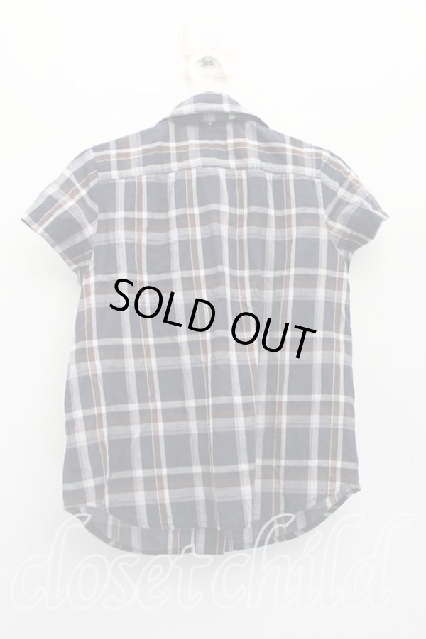 画像2: ヴィヴィアンウエストウッド 中古 / タータンチェックタイフロント半袖シャツ 1（7号相当） 紺  H-26-03-01-057-bl-OD-ZH (2)