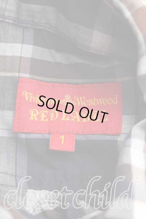 画像3: ヴィヴィアンウエストウッド 中古 / タータンチェックタイフロント半袖シャツ 1（7号相当） 紺  H-26-03-01-057-bl-OD-ZH (3)