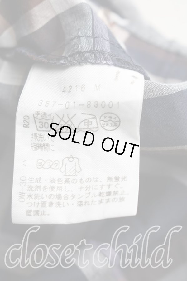 画像4: ヴィヴィアンウエストウッド 中古 / タータンチェックタイフロント半袖シャツ 1（7号相当） 紺  H-26-03-01-057-bl-OD-ZH (4)