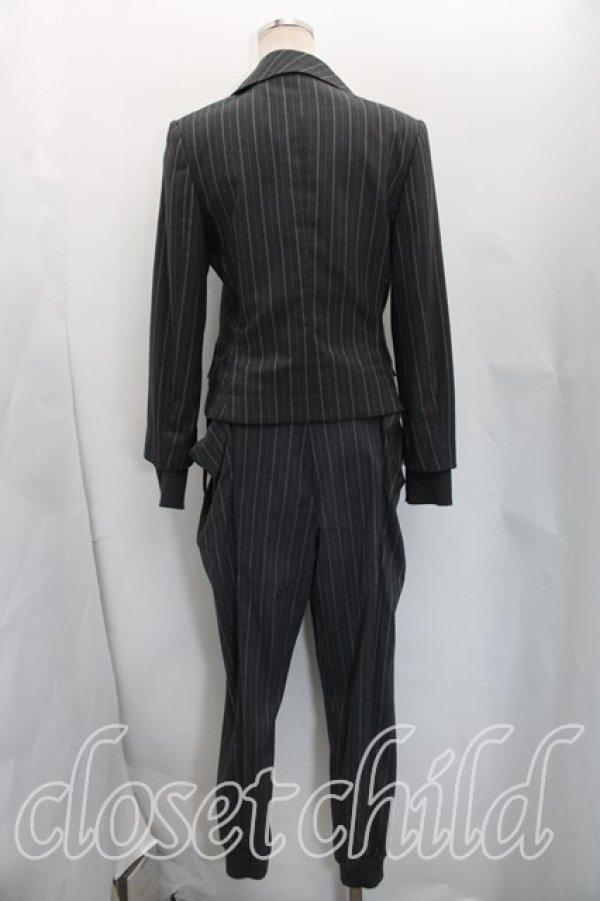 画像2: ヴィヴィアンウエストウッド 中古 / ストライプセットアップ 2（9号相当） 灰  H-26-03-01-064-su-OD-ZH (2)