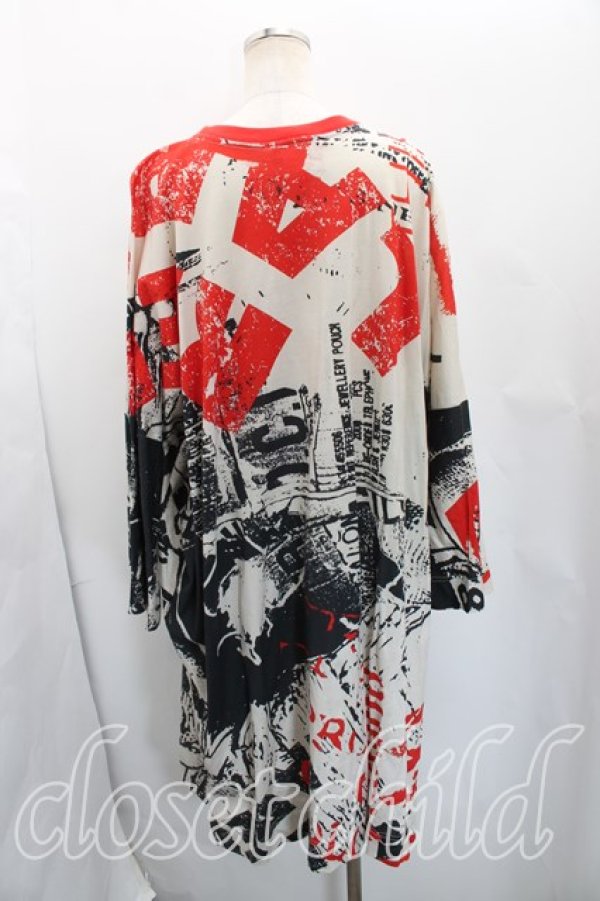 画像2: ヴィヴィアンウエストウッド 中古 / ラビッシュ柄カットソーワンピ 00（ワンサイズ） 赤ｘベージュ  H-26-03-01-007-op-OD-ZH (2)