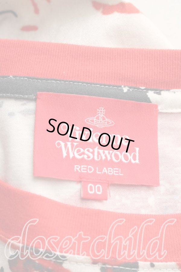 画像3: ヴィヴィアンウエストウッド 中古 / ラビッシュ柄カットソーワンピ 00（ワンサイズ） 赤ｘベージュ  H-26-03-01-007-op-OD-ZH (3)