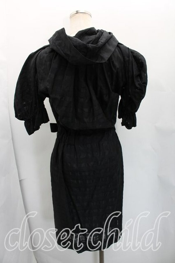 画像2: ヴィヴィアンウエストウッド 中古 / シースルーチェックワンピース 2（9号相当） 黒  H-26-03-01-010-op-OD-ZH (2)