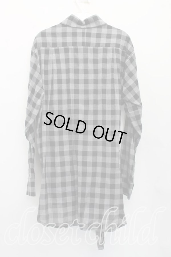 画像2: ANGLOMANIA 中古 / ギンガムチェックロングシャツ 42（11号相当） 黒  H-26-03-01-016-bl-OD-ZH (2)