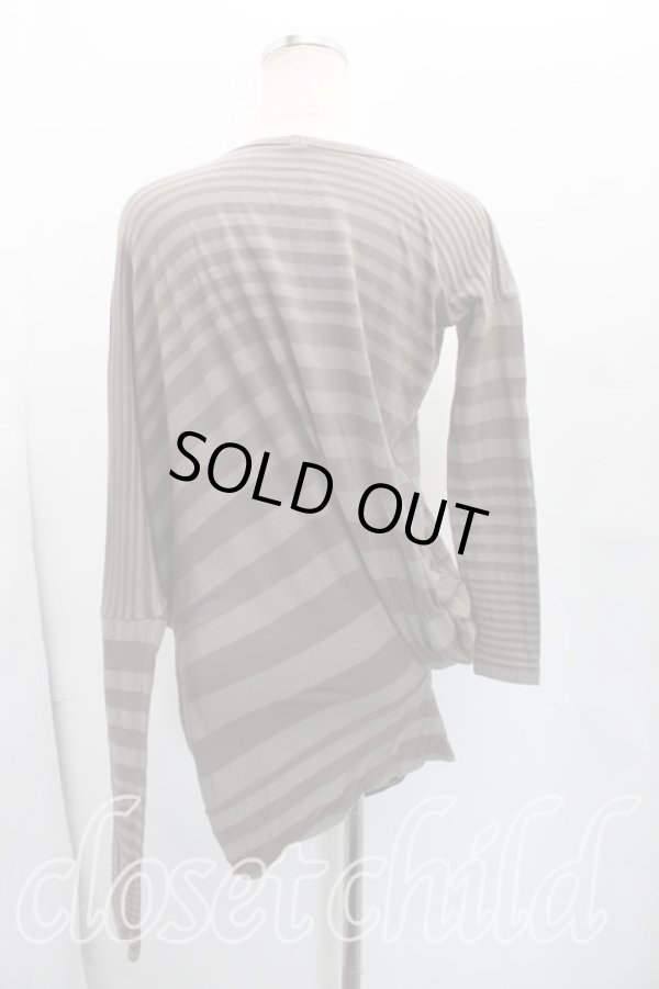 画像2: ANGLOMANIA 中古 / ボーダー変形トップス S カーキ  H-26-03-01-019-to-SZ-ZH (2)