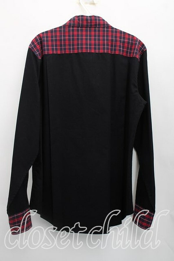 画像2: ヴィヴィアンウエストウッド MAN 中古 / チェック切替シャツ 48（メンズL相当） 黒  H-26-03-08-030-bl-OD-ZH (2)