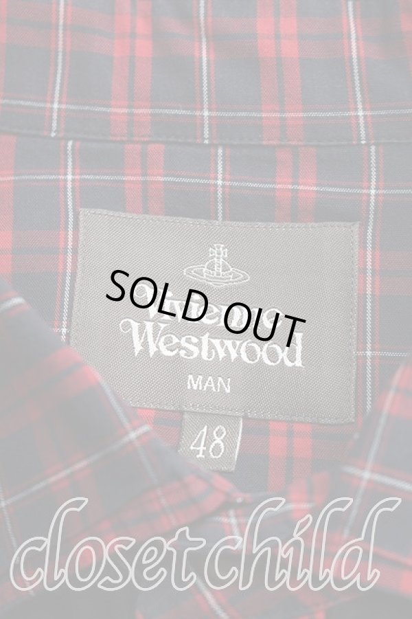 画像3: ヴィヴィアンウエストウッド MAN 中古 / チェック切替シャツ 48（メンズL相当） 黒  H-26-03-08-030-bl-OD-ZH (3)