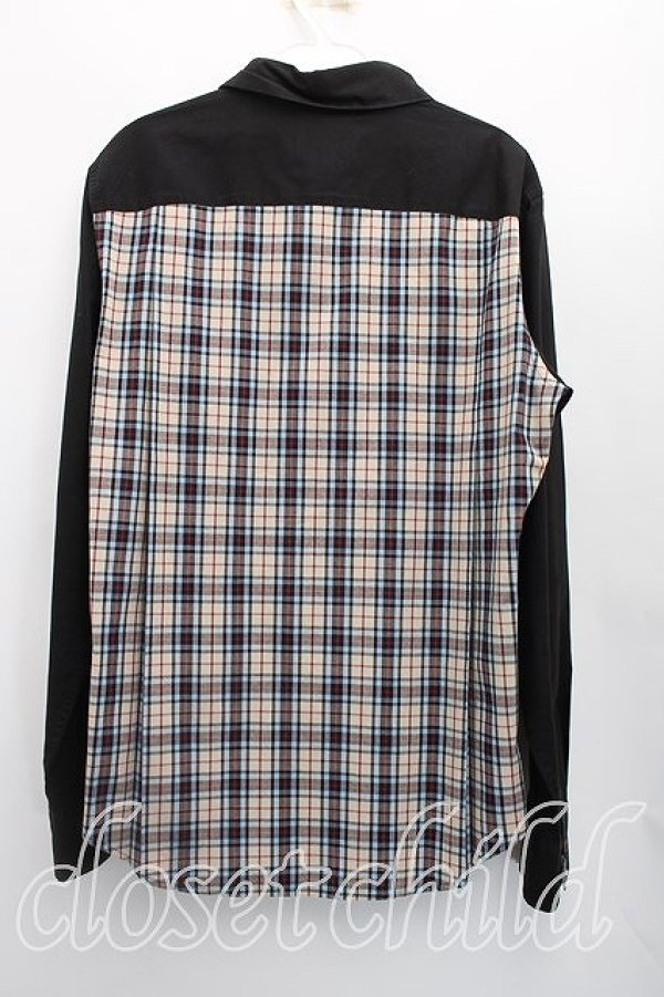 画像2: ヴィヴィアンウエストウッド MAN 中古 / タータンチェック切替シャツ 48（メンズL相当） 黒  H-26-03-08-031-bl-OD-ZH (2)