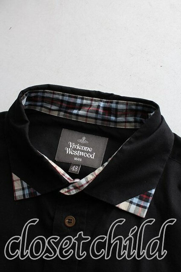 画像5: ヴィヴィアンウエストウッド MAN 中古 / タータンチェック切替シャツ 48（メンズL相当） 黒  H-26-03-08-031-bl-OD-ZH (5)