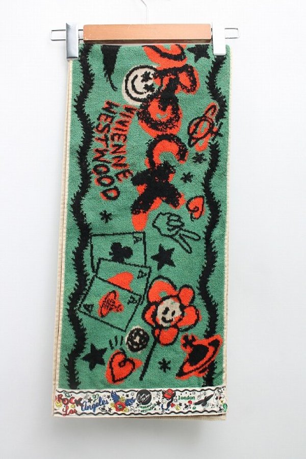 画像2: ヴィヴィアンウエストウッド 中古 / フェイスタオル  緑  H-26-03-08-015-gd-OD-ZH (2)