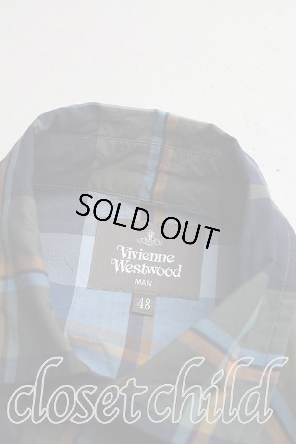 画像5: ヴィヴィアンウエストウッド MAN 中古 / タータンチェックシャツ 48（メンズL相当） 緑  H-26-03-08-024-bl-OD-ZH (5)