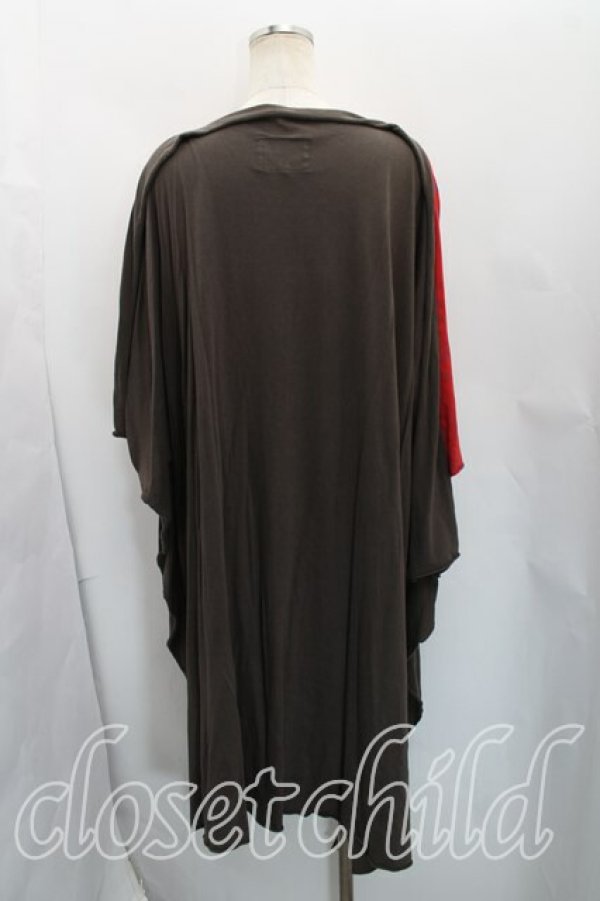 画像2: ANGLOMANIA 中古 / アングロフィリアスクエアカットソーワンピ 38（M相当） カーキｘ赤  H-26-03-15-003-op-OD-ZH (2)