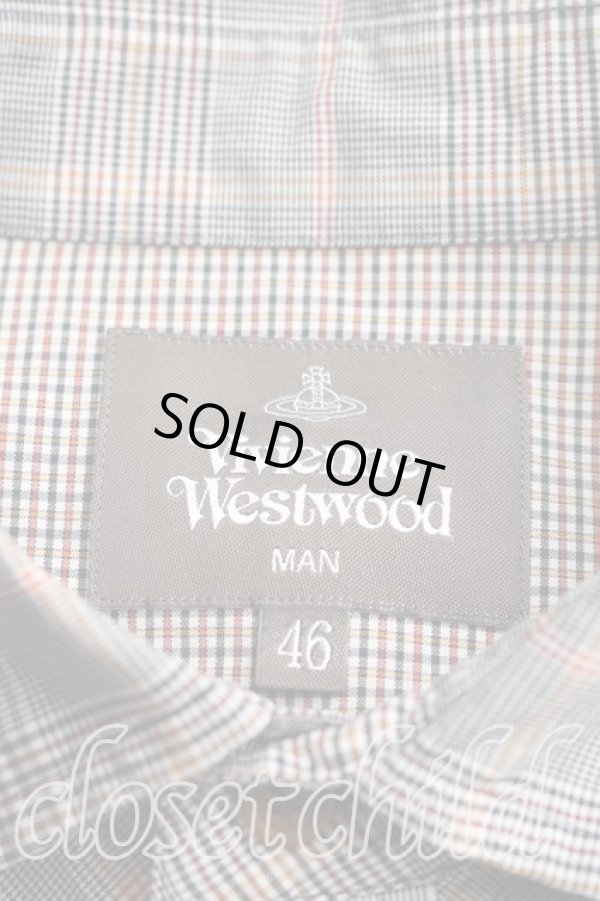 画像3: ヴィヴィアンウエストウッド MAN 中古 / グレンチェックシャツ 46（メンズM相当） 灰  H-26-03-15-040-bl-OD-ZH (3)