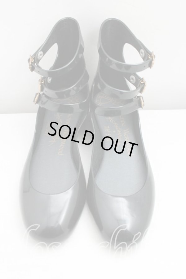 画像2: ヴィヴィアンウエストウッド×Melissa 中古 / 3ストラップシューズ EU38（24cm相当） 黒  H-26-03-15-061-sh-OD-ZH (2)