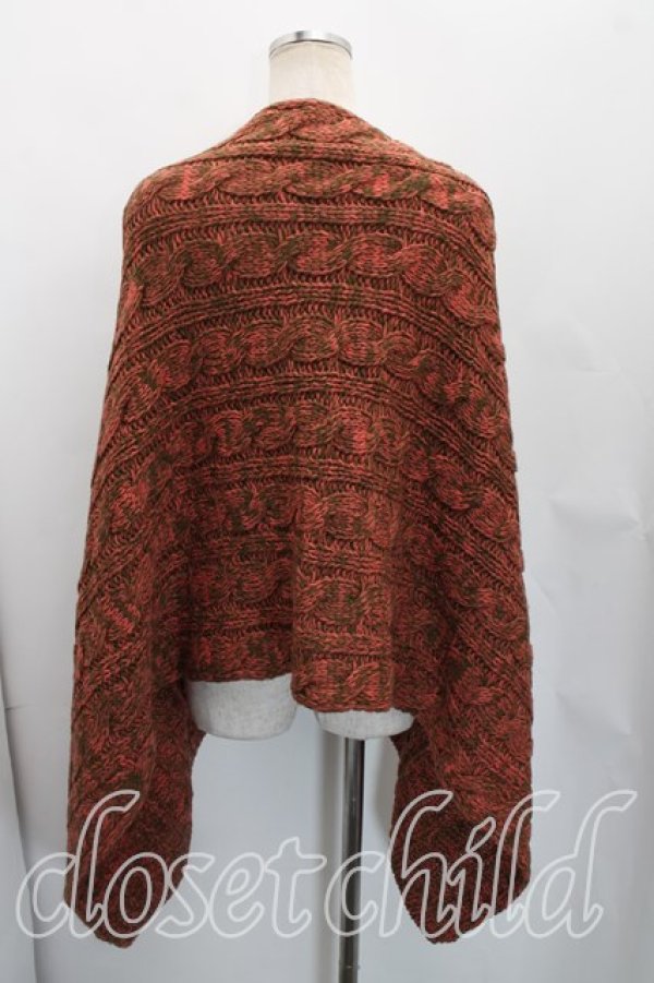 画像2: ヴィヴィアンウエストウッド 中古 / ケーブルニットストール  ピンクｘカーキ  H-26-03-15-072-gd-OD-ZH (2)