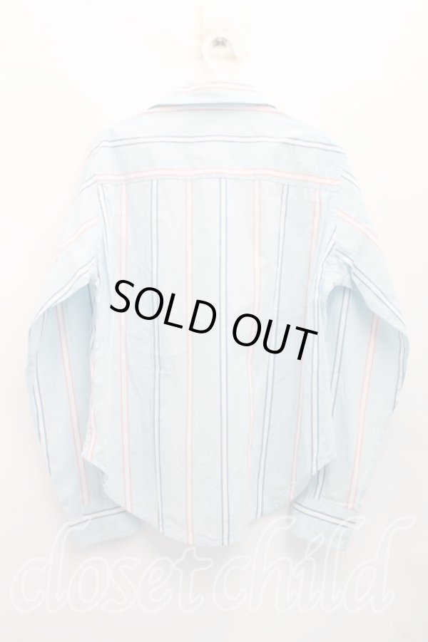 画像2: ヴィヴィアンウエストウッド 中古 / カラーオーブ刺繍ストライプシャツ 38（7号相当） 青  H-26-03-15-009-bl-OD-ZH (2)