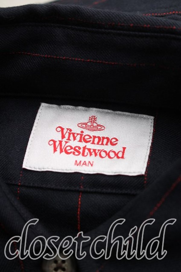 画像3: ヴィヴィアンウエストウッド MAN 中古 / ストライプシャツ FREE 紺  H-26-03-15-010-bl-OD-ZH (3)