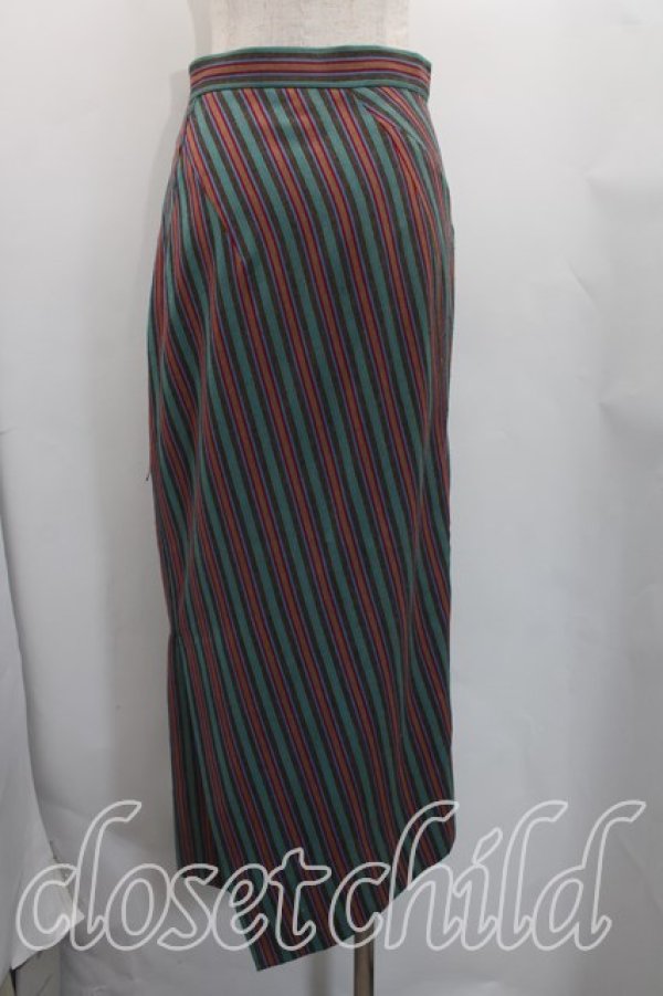 画像2: ヴィヴィアンウエストウッド 中古 / ストライプロングスカート 38（S相当） マルチ  H-26-03-15-015-sk-OD-ZH (2)
