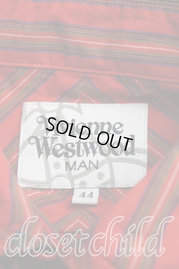 画像3: ヴィヴィアンウエストウッド MAN 中古 / ストライプタイ付キシャツ 44（メンズS相当） 赤  H-26-03-22-028-bl-OD-ZH (3)