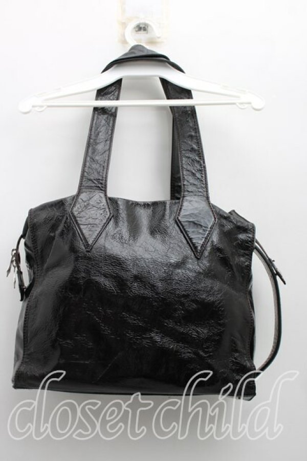 画像2: ヴィヴィアンウエストウッド 中古 / パテントハンドバッグ  黒  H-26-03-22-036-ba-OD-ZH (2)