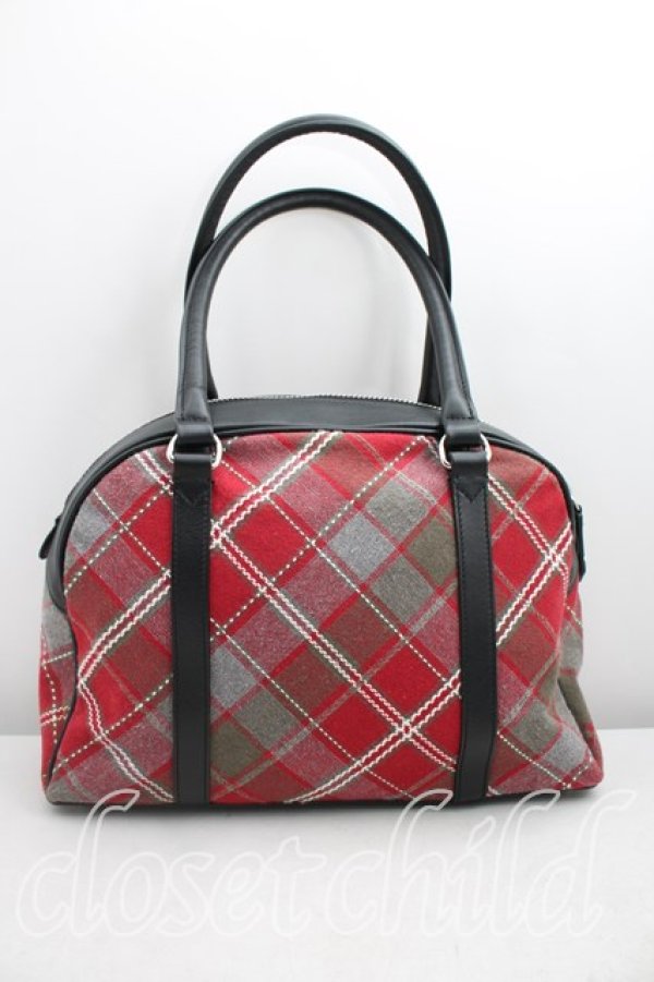画像2: ヴィヴィアンウエストウッド 中古 / タータンチェックハンドバッグ  赤  H-26-03-22-043-ba-OD-ZH (2)